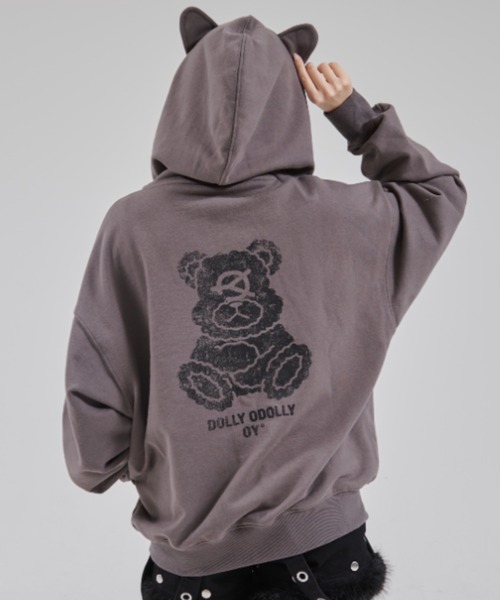 OY(オーワイ)の「『OY/オーワイ』FADED DOLLY MASK HOODIE ZIP UP/オードリーマスク ジップアップパーカー(パーカー・レディース・グレー/ブラック・L/M)」の5枚目の写真