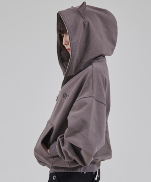 OY(オーワイ)の「『OY/オーワイ』FADED DOLLY MASK HOODIE ZIP UP/オードリーマスク ジップアップパーカー(パーカー・レディース・グレー/ブラック・L/M)」の4枚目の写真