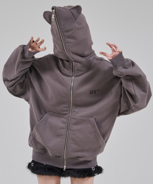 OY(オーワイ)の「『OY/オーワイ』FADED DOLLY MASK HOODIE ZIP UP/オードリーマスク ジップアップパーカー(パーカー・レディース・グレー/ブラック・L/M)」の6枚目の写真