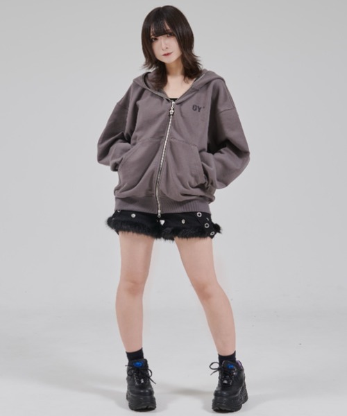 OY(オーワイ)の「『OY/オーワイ』FADED DOLLY MASK HOODIE ZIP UP/オードリーマスク ジップアップパーカー(パーカー・レディース・グレー/ブラック・L/M)」の7枚目の写真