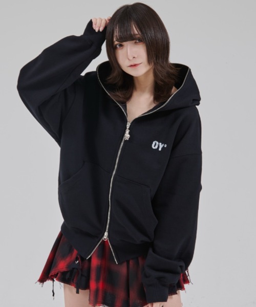 OY(オーワイ)の「『OY/オーワイ』FADED DOLLY MASK HOODIE ZIP UP/オードリーマスク ジップアップパーカー(パーカー・レディース・グレー/ブラック・L/M)」の11枚目の写真