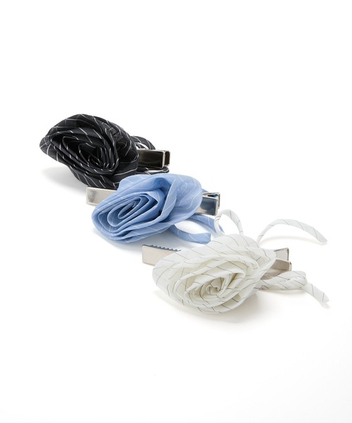 Casselini（キャセリーニ）の「Casselini(キャセリーニ)ストライプローズクリップ（バレッタ/ヘアクリップ・レディース・ホワイト/ブラック/ブルー・FREE）」の3枚目の写真