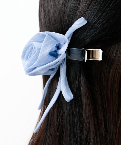 Casselini（キャセリーニ）の「Casselini(キャセリーニ)ストライプローズクリップ（バレッタ/ヘアクリップ・レディース・ホワイト/ブラック/ブルー・FREE）」の5枚目の写真