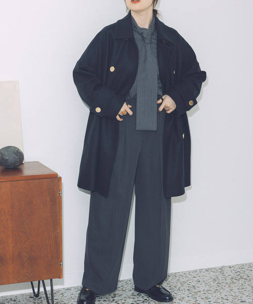 Mackintosh（マッキントッシュ）の「《追加》《別注》【MACKINTOSH】NEW HUMBIE DOUBLE MB EX：コート（ステンカラーコート・レディース・ネイビー/ブラック/ブラウン・4/6/8/10）」の5枚目の写真