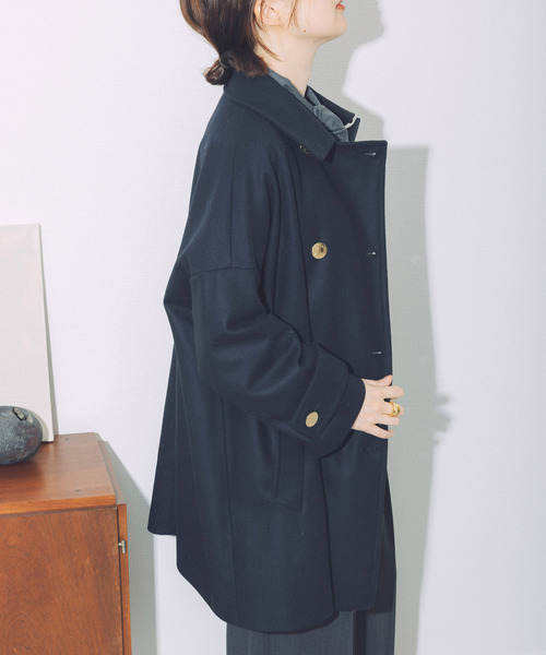 Mackintosh（マッキントッシュ）の「《追加》《別注》【MACKINTOSH】NEW HUMBIE DOUBLE MB EX：コート（ステンカラーコート・レディース・ネイビー/ブラック/ブラウン・4/6/8/10）」の7枚目の写真