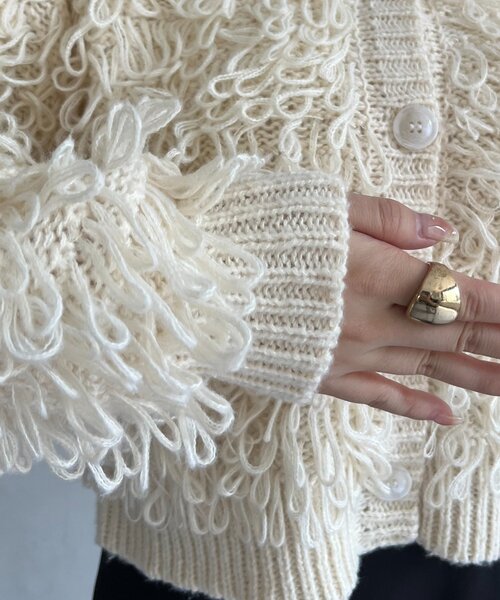 prose verse(プロズヴェール)の「ループフリンジニットカーディガン(カーディガン/ボレロ・レディース・アイボリー/ブラック/ピンク・MEDIUM)」の13枚目の写真