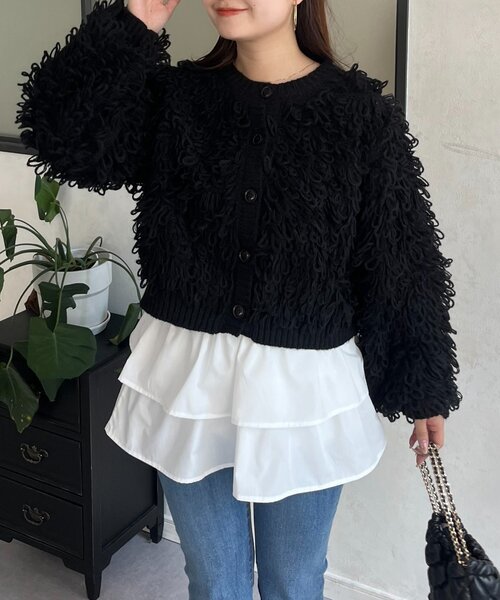 prose verse(プロズヴェール)の「ループフリンジニットカーディガン(カーディガン/ボレロ・レディース・アイボリー/ブラック/ピンク・MEDIUM)」の16枚目の写真