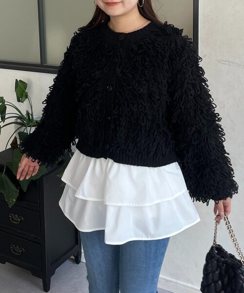 prose verse(プロズヴェール)の「ループフリンジニットカーディガン(カーディガン/ボレロ・レディース・アイボリー/ブラック/ピンク・MEDIUM)」の17枚目の写真