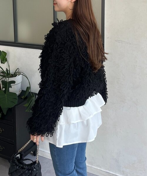 prose verse(プロズヴェール)の「ループフリンジニットカーディガン(カーディガン/ボレロ・レディース・アイボリー/ブラック/ピンク・MEDIUM)」の18枚目の写真