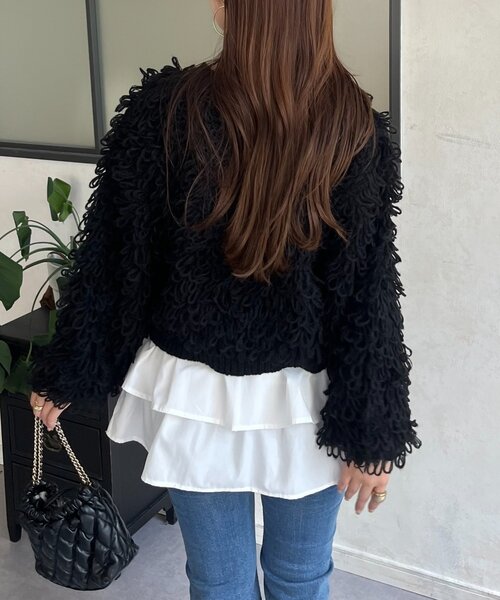 prose verse(プロズヴェール)の「ループフリンジニットカーディガン(カーディガン/ボレロ・レディース・アイボリー/ブラック/ピンク・MEDIUM)」の19枚目の写真