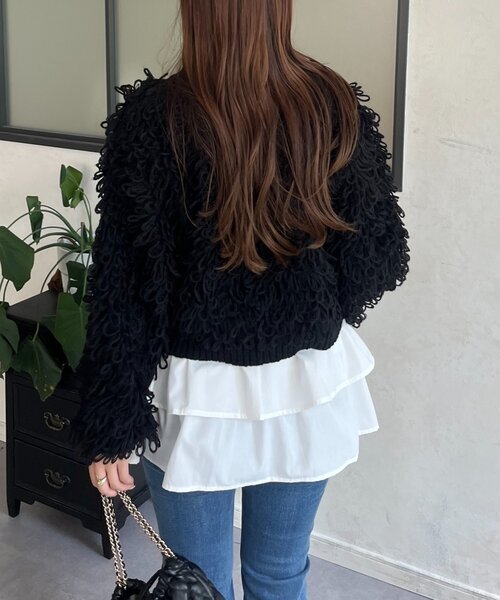 prose verse(プロズヴェール)の「ループフリンジニットカーディガン(カーディガン/ボレロ・レディース・アイボリー/ブラック/ピンク・MEDIUM)」の20枚目の写真