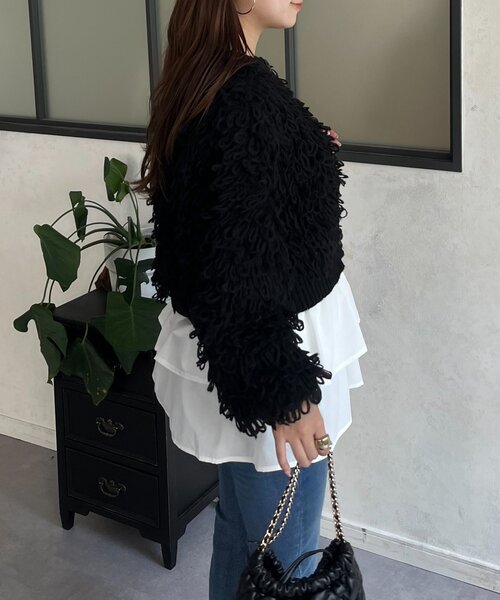 prose verse(プロズヴェール)の「ループフリンジニットカーディガン(カーディガン/ボレロ・レディース・アイボリー/ブラック/ピンク・MEDIUM)」の21枚目の写真