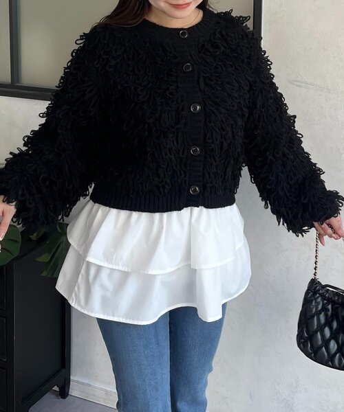 prose verse(プロズヴェール)の「ループフリンジニットカーディガン(カーディガン/ボレロ・レディース・アイボリー/ブラック/ピンク・MEDIUM)」の22枚目の写真