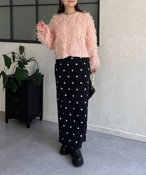 prose verse(プロズヴェール)の「ループフリンジニットカーディガン(カーディガン/ボレロ・レディース・アイボリー/ブラック/ピンク・MEDIUM)」の5枚目の写真