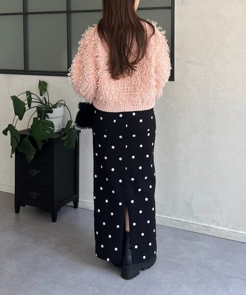 prose verse(プロズヴェール)の「ループフリンジニットカーディガン(カーディガン/ボレロ・レディース・アイボリー/ブラック/ピンク・MEDIUM)」の7枚目の写真