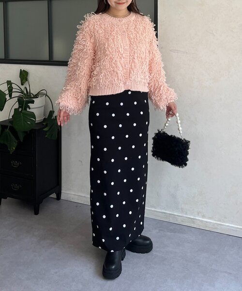 prose verse(プロズヴェール)の「ループフリンジニットカーディガン(カーディガン/ボレロ・レディース・アイボリー/ブラック/ピンク・MEDIUM)」の9枚目の写真