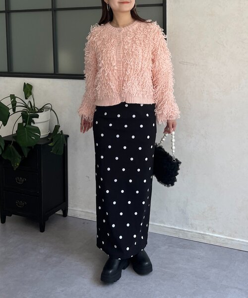 prose verse(プロズヴェール)の「ループフリンジニットカーディガン(カーディガン/ボレロ・レディース・アイボリー/ブラック/ピンク・MEDIUM)」の10枚目の写真