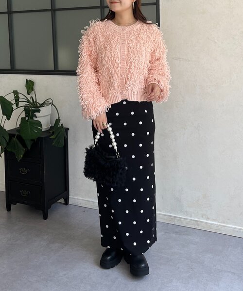 prose verse(プロズヴェール)の「ループフリンジニットカーディガン(カーディガン/ボレロ・レディース・アイボリー/ブラック/ピンク・MEDIUM)」の12枚目の写真