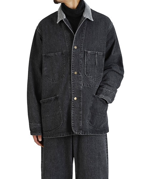 marka（マーカ）の「marka / マーカ：COVERALL JACKET -ORGANIC COTTON 13.5oz SELVEDGE DENIM-：M25C02BL11C[COR]（カバーオール・メンズ・ブラック系その他・2(M)/1(S)）」の10枚目の写真