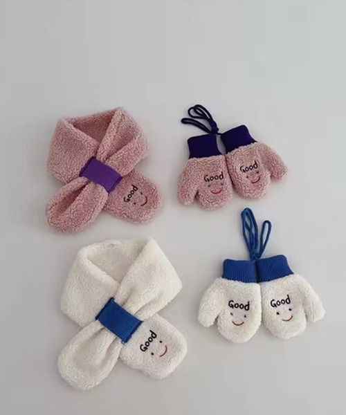 hymy（ヒュミュ）の「【 hymy-ヒュミュ- 】 キッズ ボア 配色 紐付き ミトン手袋 #（手袋・キッズ・ベージュ/ホワイト/ブラウン/ピンク・FREE）」の12枚目の写真