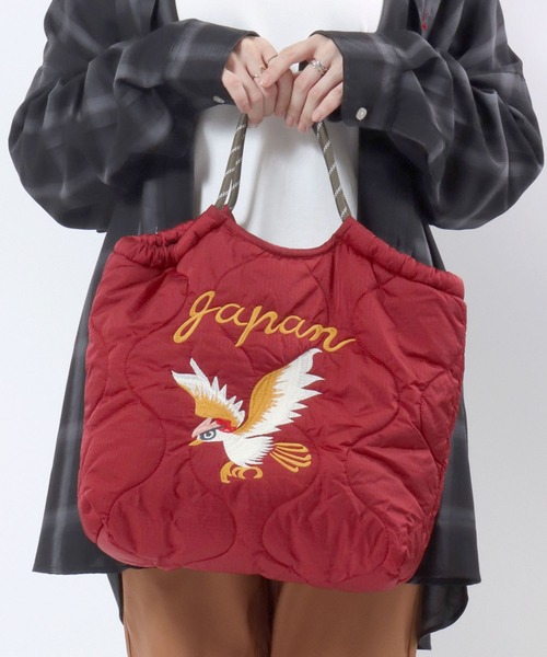 HOUSTON(ヒューストン)の「HOUSTON(ヒューストン)BOA NYLON MARKET BAG/リバーシブル ボア×ナイロンマーケットバッグ(トートバッグ・レディース・ネイビー/グレー/グリーン/マルーン/オリーブ・FREE)」の5枚目の写真