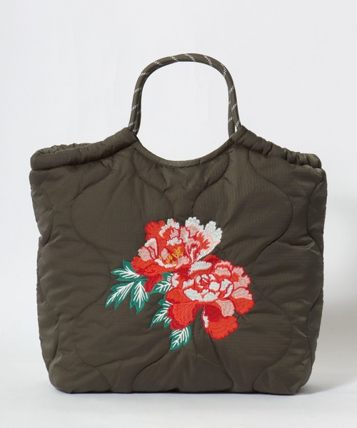 HOUSTON(ヒューストン)の「HOUSTON(ヒューストン)BOA NYLON MARKET BAG/リバーシブル ボア×ナイロンマーケットバッグ(トートバッグ・レディース・ネイビー/グレー/グリーン/マルーン/オリーブ・FREE)」の13枚目の写真