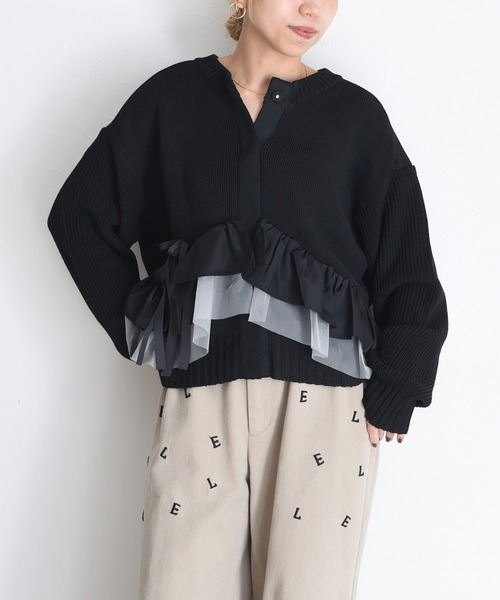 Eimee Law(エイミーロウ)の「ランダムリボンフリルニットカーデ(カーディガン/ボレロ・レディース・グレー/チャコールグレー/ブラック・FREE)」の12枚目の写真