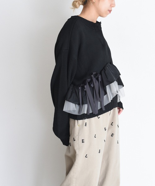 Eimee Law(エイミーロウ)の「ランダムリボンフリルニットカーデ(カーディガン/ボレロ・レディース・グレー/チャコールグレー/ブラック・FREE)」の13枚目の写真