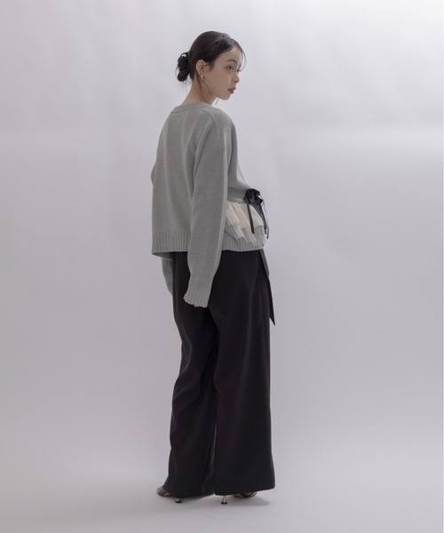 Eimee Law(エイミーロウ)の「ランダムリボンフリルニットカーデ(カーディガン/ボレロ・レディース・グレー/チャコールグレー/ブラック・FREE)」の19枚目の写真