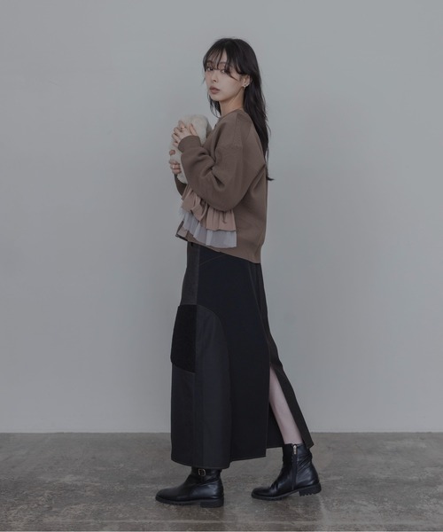 Eimee Law(エイミーロウ)の「ランダムリボンフリルニットカーデ(カーディガン/ボレロ・レディース・グレー/チャコールグレー/ブラック/ブラック系/ブラウン系/グレー系・FREE)」の9枚目の写真