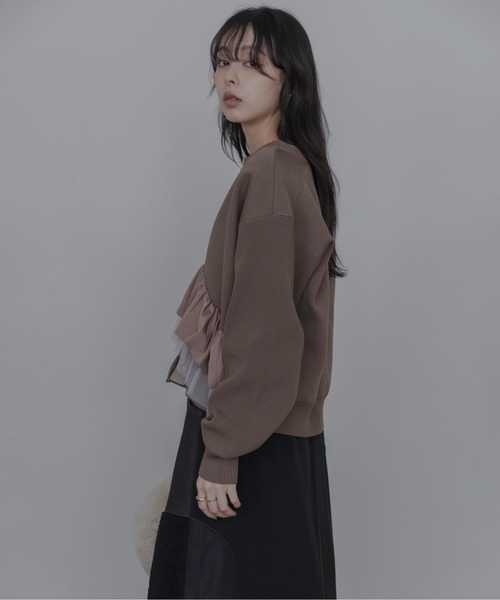 Eimee Law(エイミーロウ)の「ランダムリボンフリルニットカーデ(カーディガン/ボレロ・レディース・グレー/チャコールグレー/ブラック/ブラック系/ブラウン系/グレー系・FREE)」の12枚目の写真