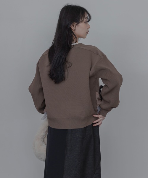 Eimee Law(エイミーロウ)の「ランダムリボンフリルニットカーデ(カーディガン/ボレロ・レディース・グレー/チャコールグレー/ブラック/ブラック系/ブラウン系/グレー系・FREE)」の13枚目の写真