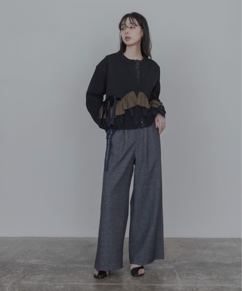 Eimee Law(エイミーロウ)の「ランダムリボンフリルニットカーデ(カーディガン/ボレロ・レディース・グレー/チャコールグレー/ブラック/ブラック系/ブラウン系/グレー系・FREE)」の16枚目の写真