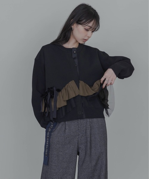 Eimee Law(エイミーロウ)の「ランダムリボンフリルニットカーデ(カーディガン/ボレロ・レディース・グレー/チャコールグレー/ブラック/ブラック系/ブラウン系/グレー系・FREE)」の19枚目の写真