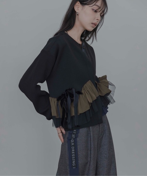 Eimee Law(エイミーロウ)の「ランダムリボンフリルニットカーデ(カーディガン/ボレロ・レディース・グレー/チャコールグレー/ブラック/ブラック系/ブラウン系/グレー系・FREE)」の22枚目の写真