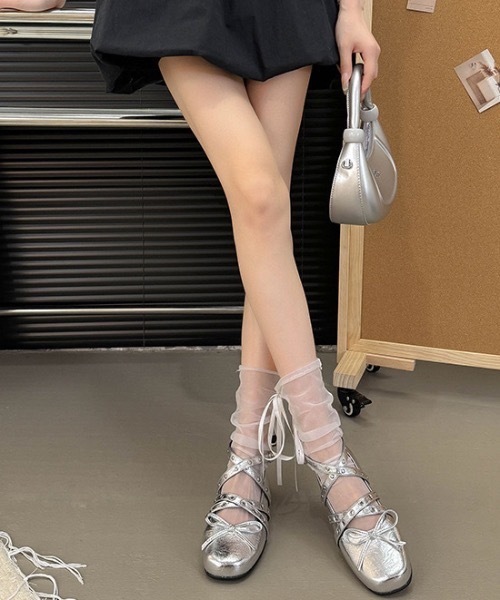FUNdaysion(ファンデイション)の「ストラップ厚底バレエシューズ(バレエシューズ・レディース・シルバー/ブラック・23cm/23.5cm/24cm)」の11枚目の写真
