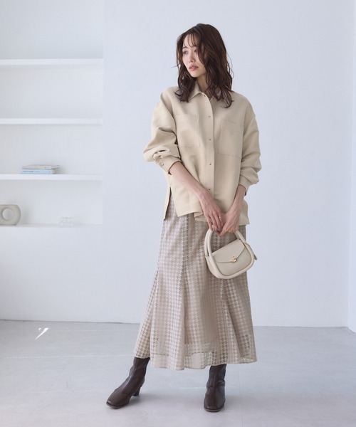 ROPE' PICNIC（ロペピクニック）の「千鳥レースマーメイドスカード（スカート・レディース・ベージュ系その他2/チャコールグレー・M/S）」の11枚目の写真