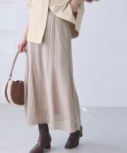 ROPE' PICNIC（ロペピクニック）の「千鳥レースマーメイドスカード（スカート・レディース・ベージュ系その他2/チャコールグレー・M/S）」の13枚目の写真
