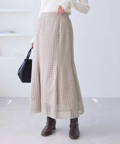 ROPE' PICNIC（ロペピクニック）の「千鳥レースマーメイドスカード（スカート・レディース・ベージュ系その他2/チャコールグレー・M/S）」の15枚目の写真