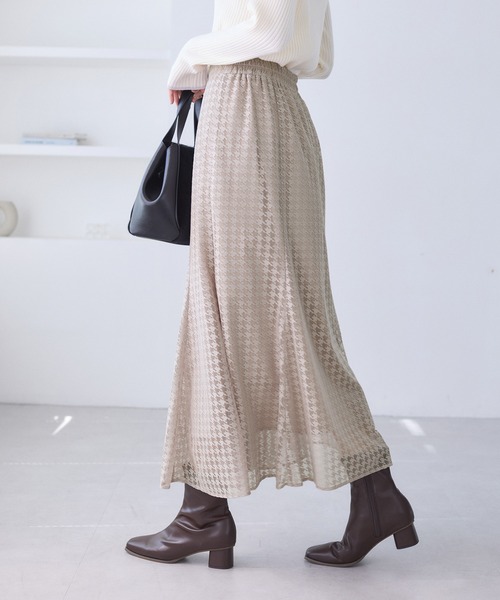 ROPE' PICNIC（ロペピクニック）の「千鳥レースマーメイドスカード（スカート・レディース・ベージュ系その他2/チャコールグレー・M/S）」の16枚目の写真
