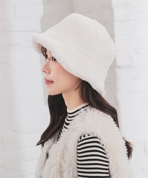 Honeys（ハニーズ）の「エコファーバケットハット（ハット・レディース・ベージュ系その他/グレー系その他/アイボリー/ブラック・FREE）」の2枚目の写真