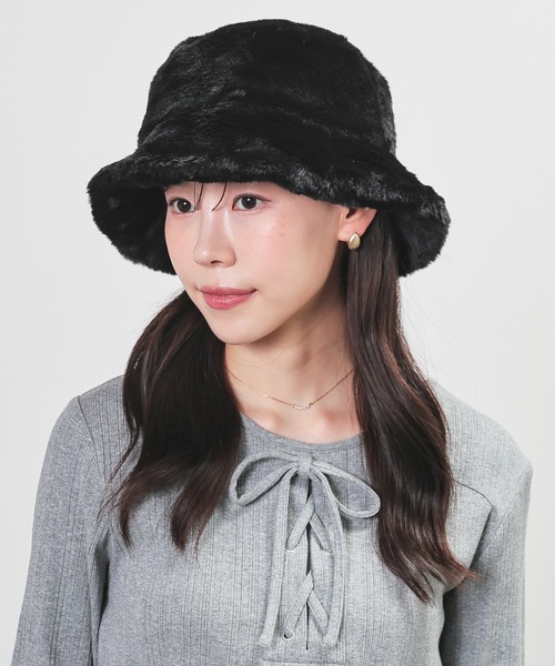 Honeys（ハニーズ）の「エコファーバケットハット（ハット・レディース・ベージュ系その他/グレー系その他/アイボリー/ブラック・FREE）」の7枚目の写真