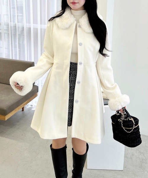 INGNI（イング）の「エコファー取り外し4Wayドーリーコート（その他アウター・レディース・オフホワイト/グレー/ブラック/ピンク・M）」の5枚目の写真