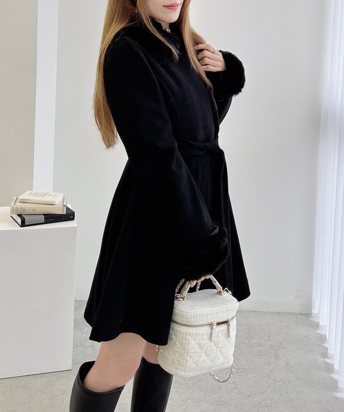 INGNI（イング）の「エコファー取り外し4Wayドーリーコート（その他アウター・レディース・オフホワイト/グレー/ブラック/ピンク・M）」の11枚目の写真