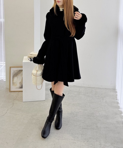 INGNI（イング）の「エコファー取り外し4Wayドーリーコート（その他アウター・レディース・オフホワイト/グレー/ブラック/ピンク・M）」の13枚目の写真