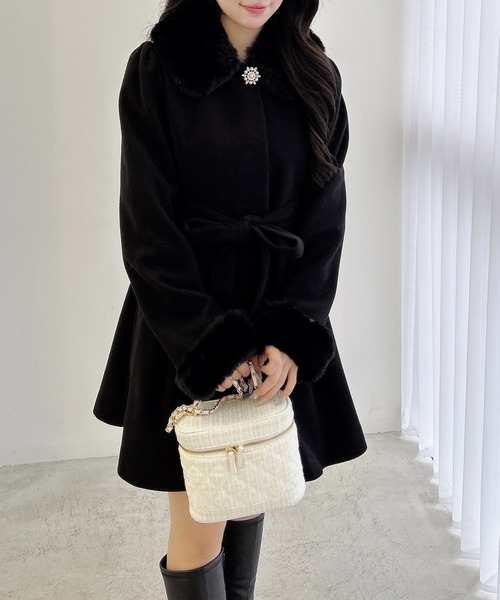 INGNI（イング）の「エコファー取り外し4Wayドーリーコート（その他アウター・レディース・オフホワイト/グレー/ブラック/ピンク・M）」の15枚目の写真