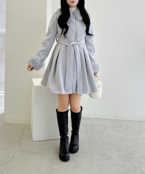 INGNI（イング）の「エコファー取り外し4Wayドーリーコート（その他アウター・レディース・オフホワイト/グレー/ブラック/ピンク・M）」の22枚目の写真