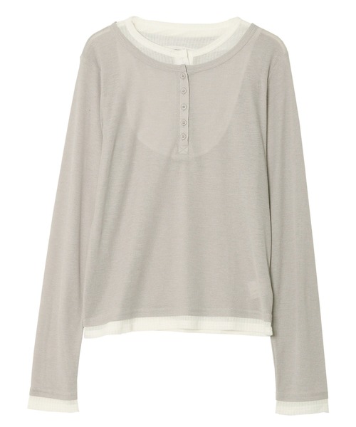 KOBE LETTUCE（コウベレタス）の「レイヤード風ヘンリーネックシアートップス（Tシャツ/カットソー・レディース・ブラウン/ワイン/チャコール/ネイビー・M）」の17枚目の写真