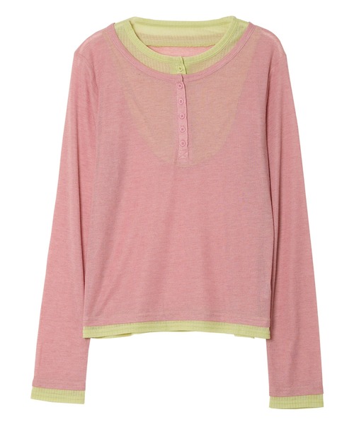 KOBE LETTUCE（コウベレタス）の「レイヤード風ヘンリーネックシアートップス（Tシャツ/カットソー・レディース・ブラウン/ワイン/チャコール/ネイビー・M）」の19枚目の写真