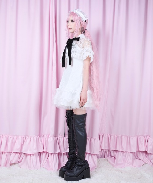ワンピース AVENCHUMU Lace & frill cape one piece Lace & frill cape one piece（ワンピース）｜AVENCHUMU